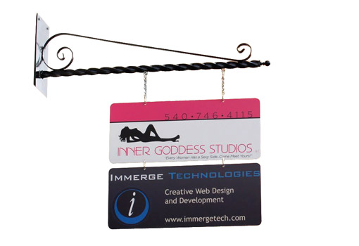 Hanging Signs for Inner Goddess and Immerge Technologies